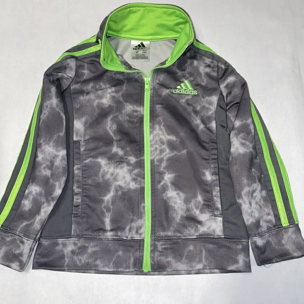 Boys Adidas Jacket 4T Gray/Lime 100% Polyester